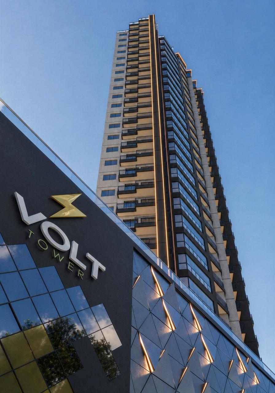 Fachada em diamantes dourados da Volt Tower